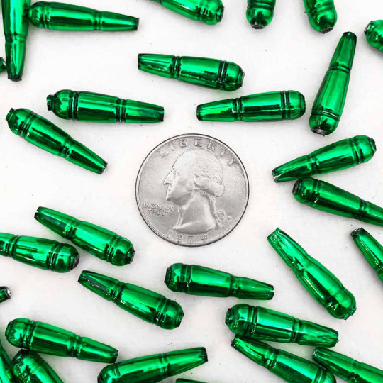 8 Green Banded Drop Glass Beads ~ 24mm Czech Garland Beads