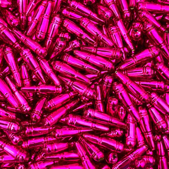 8 Hot Pink Banded Drop Glass Beads ~ 24mm Czech Garland Beads