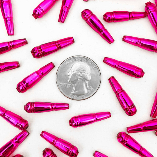 8 Hot Pink Banded Drop Glass Beads ~ 24mm Czech Garland Beads
