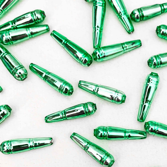 8 Light Green Banded Drop Glass Beads ~ 24mm Czech Garland Beads