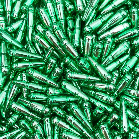 8 Light Green Banded Drop Glass Beads ~ 24mm Czech Garland Beads