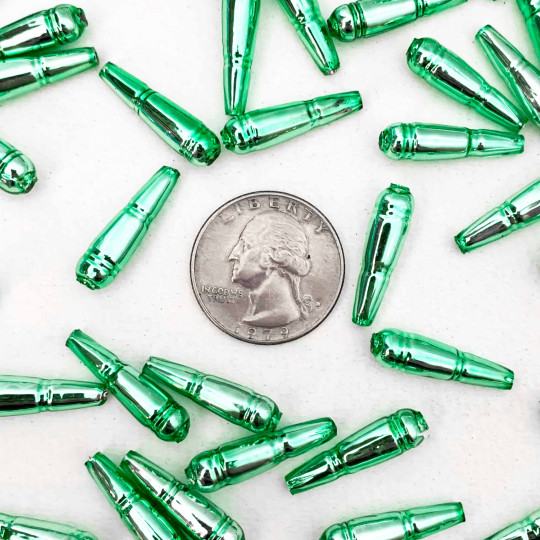 8 Light Green Banded Drop Glass Beads ~ 24mm Czech Garland Beads