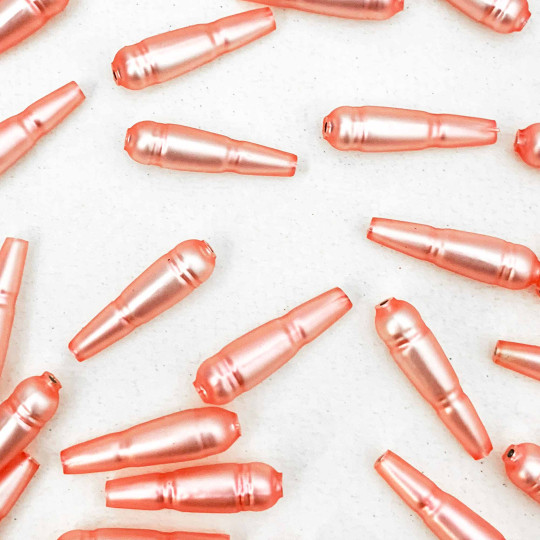 8 Matte Light Pink Banded Drop Glass Beads ~ 24mm Czech Garland Beads