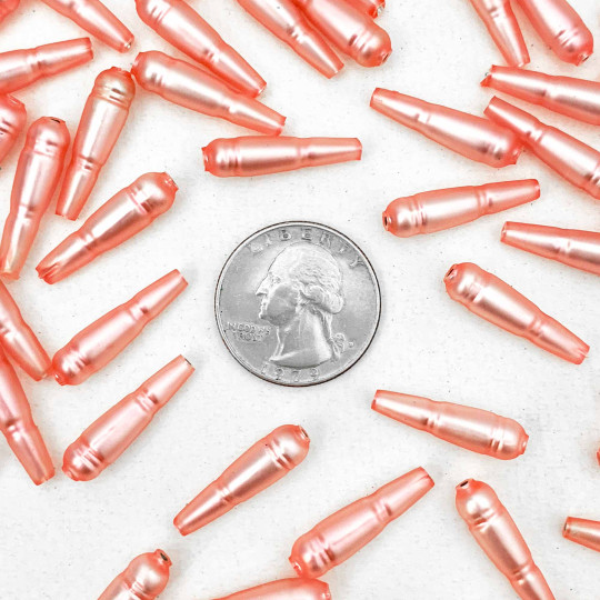 8 Matte Light Pink Banded Drop Glass Beads ~ 24mm Czech Garland Beads