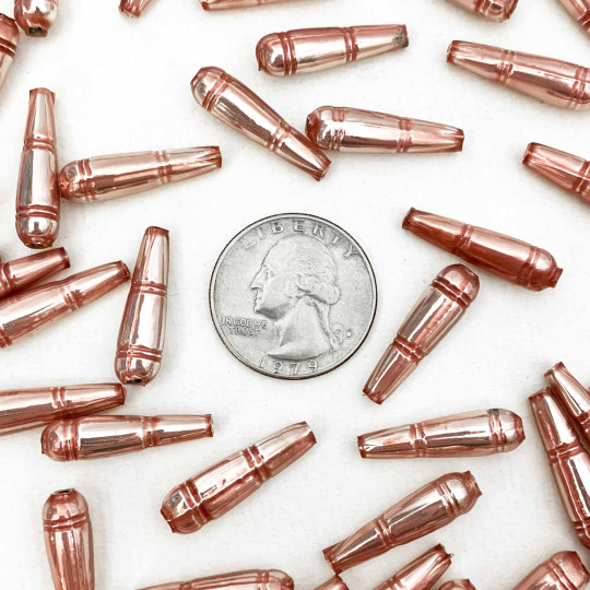 8 Pearl Rose Pink Banded Drop Glass Beads ~ 24mm Czech Garland Beads