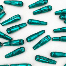 8 Pearl Teal Banded Drop Glass Beads ~ 24mm Czech Garland Beads