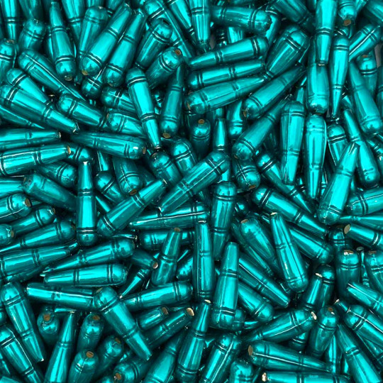 8 Pearl Teal Banded Drop Glass Beads ~ 24mm Czech Garland Beads