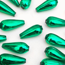 6 Green Drop Blown Glass Beads 1" ~ Czech Republic