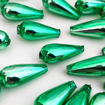 6 Light Green Drop Blown Glass Beads 1" ~ Czech Republic