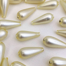 6 Matte Palest Yellow Drop Blown Glass Beads 1" ~ Czech Republic