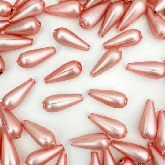 6 Matte Light Pink Drop Blown Glass Beads 1" ~ Czech Republic