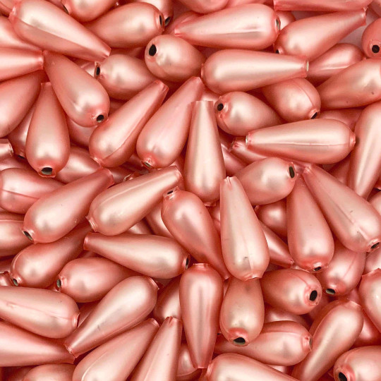 6 Matte Light Pink Drop Blown Glass Beads 1" ~ Czech Republic