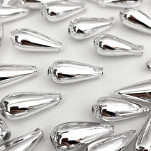 6 Silver Drop Blown Glass Beads 1" ~ Czech Republic