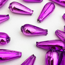 6 Violet Purple Drop Blown Glass Beads 1" ~ Czech Republic