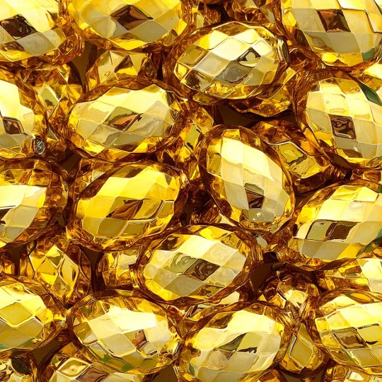 2 Gold XL Faceted Glass Garland Beads 1-3/8" ~ Czech Republic