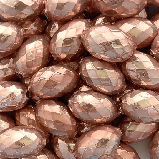 2 Pearl Rose Pink XL Faceted Glass Garland Beads 1-3/8" ~ Czech Republic
