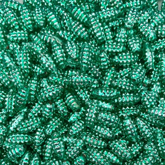 10 Light Green Bumpy Olive Glass Beads 14mm ~ Czech Republic