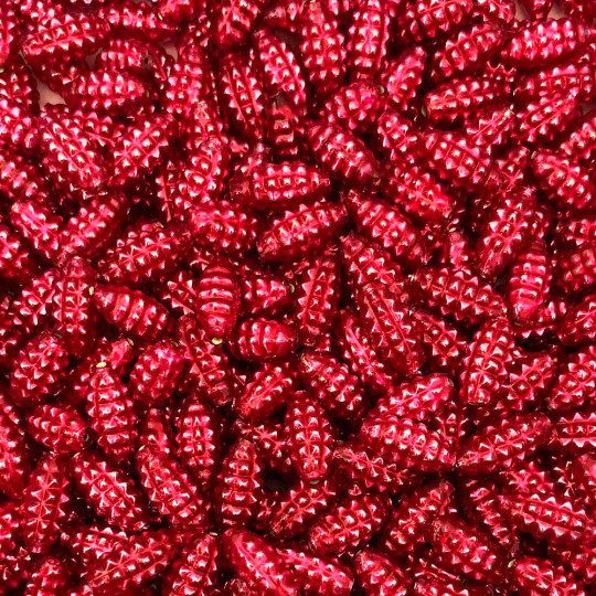 10 Pearl Fuchsia Pink Bumpy Olive Glass Beads 14mm ~ Czech Republic