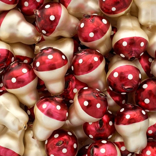 3 Blown Glass Burgundy Mushroom Beads 1-1/8" ~ Czech Republic