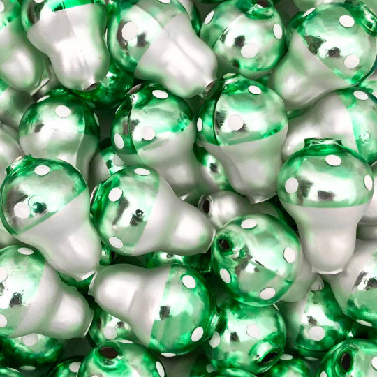 3 Blown Glass Light Green Mushroom Beads 1-1/8" ~ Czech Republic