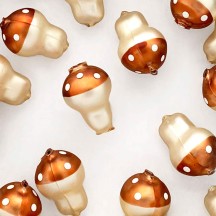 3 Blown Glass Matte Brown Mushroom Beads 1-1/8" ~ Czech Republic