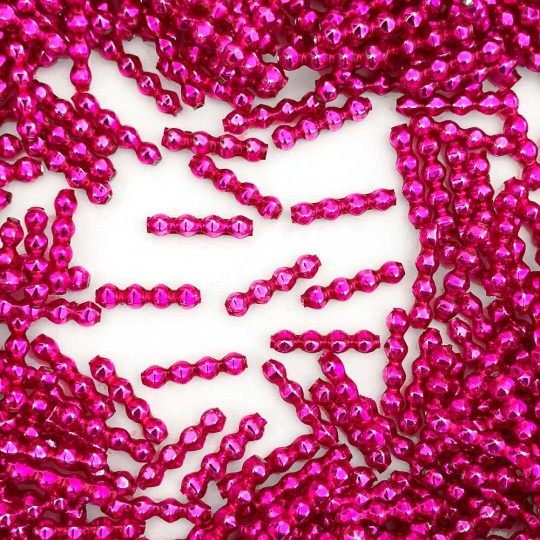 24 Hot Pink Blown Glass Faceted 4 Bump Tube Beads 4 mm ~ Czech Republic