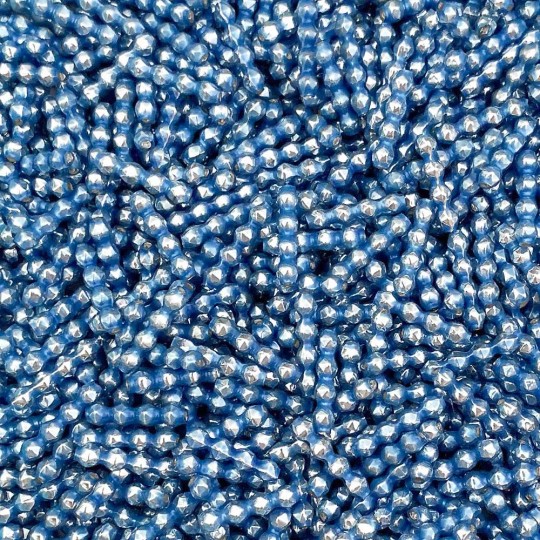 24 Pearl Light Blue Blown Glass Faceted 4 Bump Tube Beads 4 mm ~ Czech Republic
