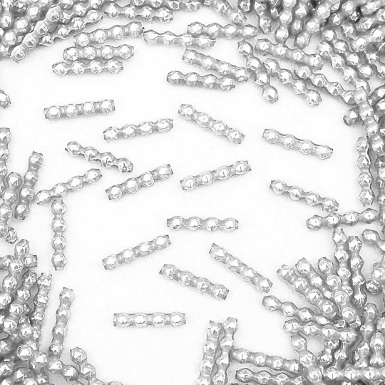 24 Silver Blown Glass Faceted 4 Bump Tube Beads 4 mm ~ Czech Republic