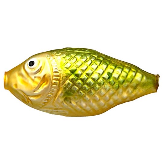 1 Large Matte Gold and Green Fish Bead 2-3/4" ~ Czech Republic