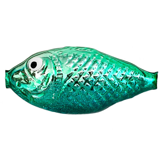 1 Large Light Green and Teal Fish Bead 2-3/4" ~ Czech Republic