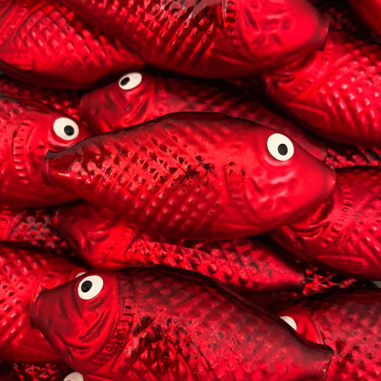 1 Large Red Fish Bead 2-3/4" ~ Czech Republic