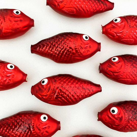 1 Large Red Fish Bead 2-3/4" ~ Czech Republic