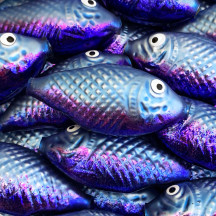 1 Large Blue and Purple Fish Bead 2-3/4" ~ Czech Republic