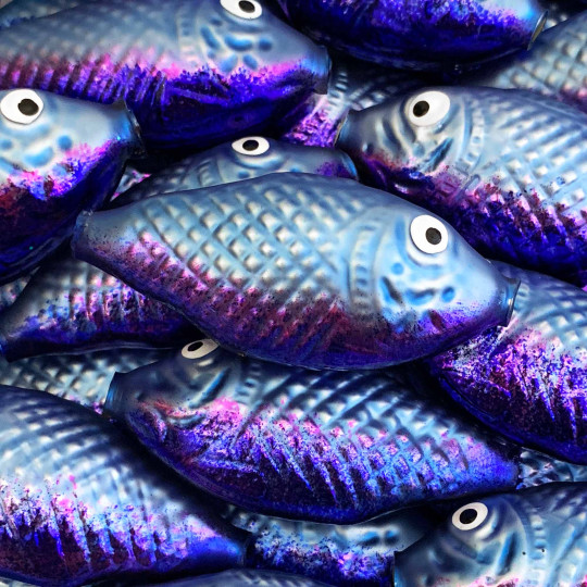 1 Large Blue and Purple Fish Bead 2-3/4" ~ Czech Republic