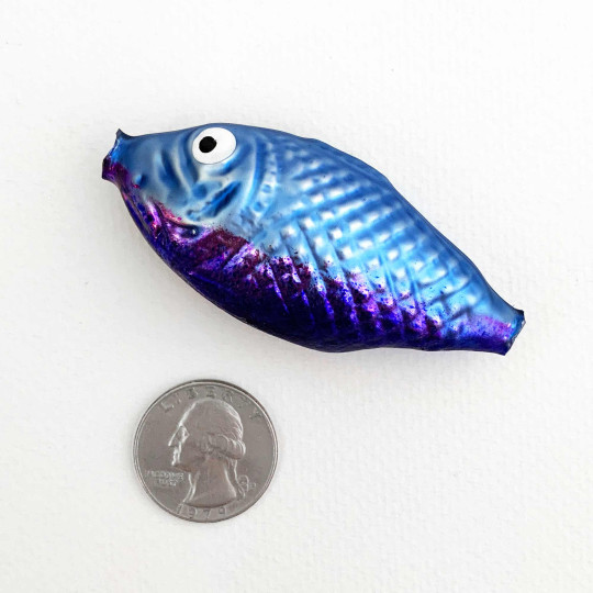 1 Large Blue and Purple Fish Bead 2-3/4" ~ Czech Republic