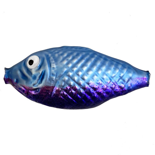 1 Large Blue and Purple Fish Bead 2-3/4" ~ Czech Republic
