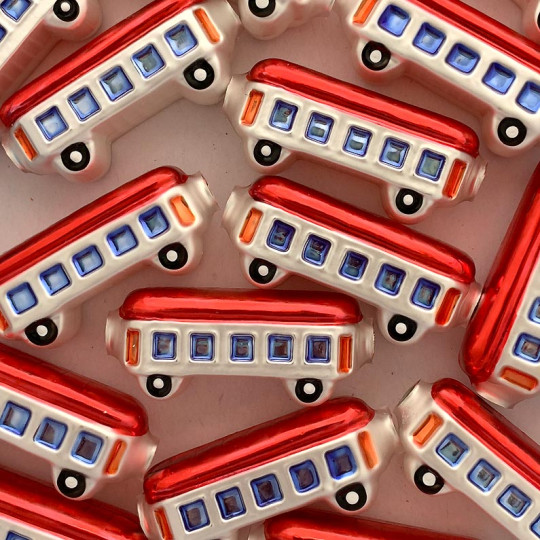 1 Large Red Train Car Glass Garland Bead 2" long ~ Czech Republic