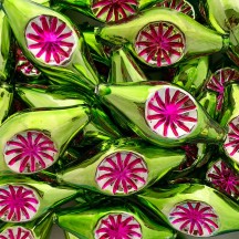 Extra Large Green and Hot Pink Double Indent Reflector Bead 2-1/4" ~ Czech Republic