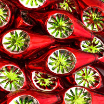 Extra Large Red and Lime Green Double Indent Reflector Bead 2-1/4" ~ Czech Republic