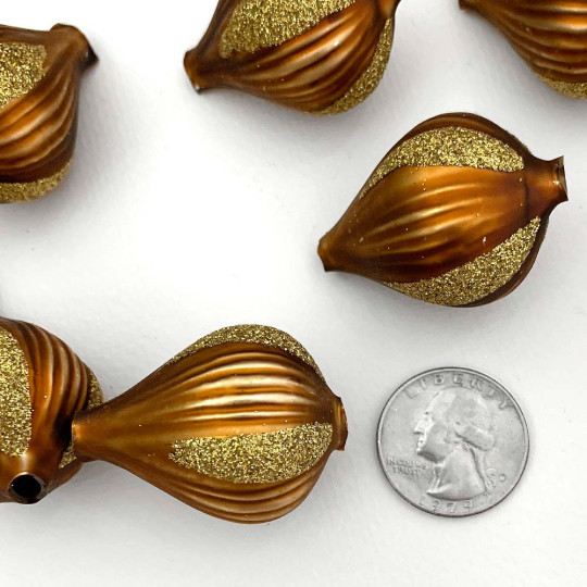 1 Extra Large Fancy Brown Onion Bead ~ 1-1/2"