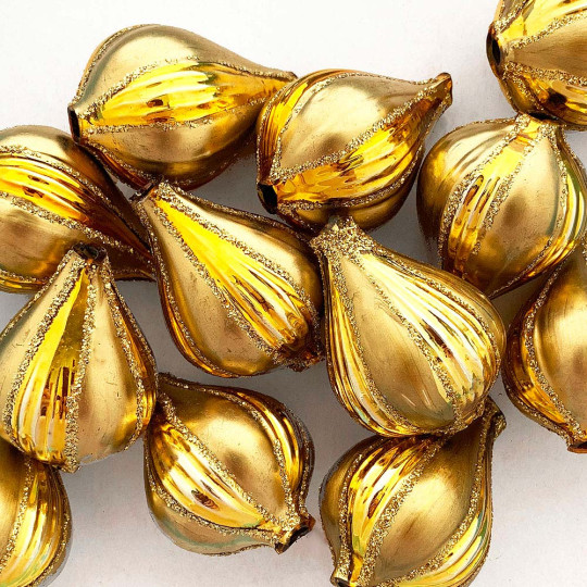 1 Extra Large Fancy Bright Gold Onion Bead 1-1/2" ~ Czech Republic