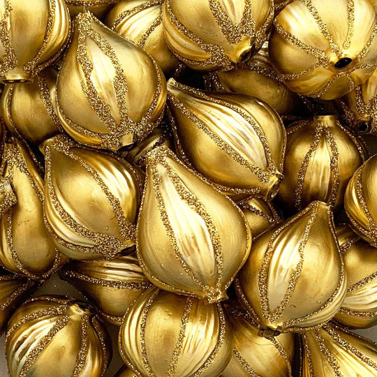 1 Extra Large Fancy Gold Onion Bead 1-1/2" ~ Czech Republic