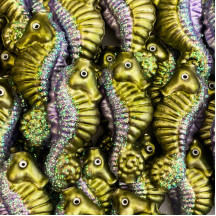 Large Glittered Seahorse Figural Glass Garland Bead ~ 2-1/2"
