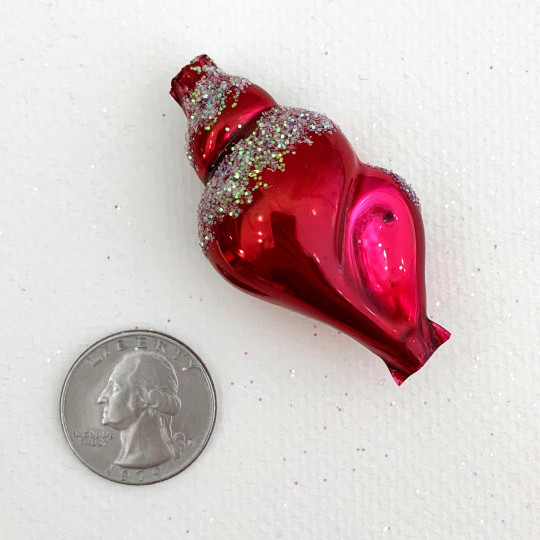 Large Pearl Blackberry Glittered Shell Figural Glass Garland Bead ~ 2-1/4"