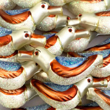 Glittered Bird Figural Glass Garland Bead ~ 2"