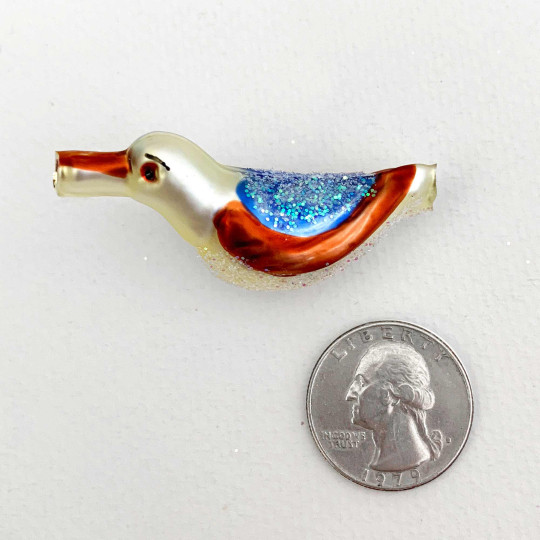 Glittered Bird Figural Glass Garland Bead ~ 2"