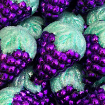 Extra Large Purple Glittered Grapes Figural Glass Garland Bead ~ 2-1/8"