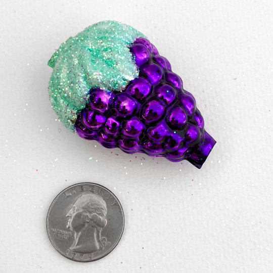 Extra Large Purple Glittered Grapes Figural Glass Garland Bead ~ 2-1/8"