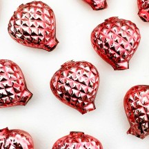 1 Large Pink Quilted Heart Blown Glass Garland Bead ~ 1-1/2"