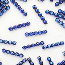 24 Blue Blown Glass Faceted 5 Bump Tube Beads 4 mm ~ Czech Republic